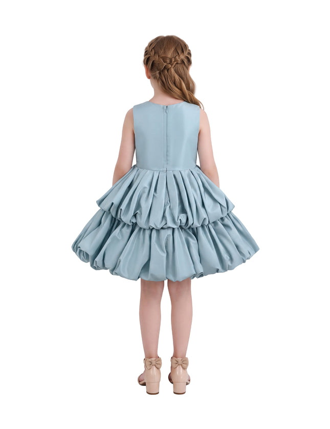 kids atelier tulleen Blue Marina Satin Tiered Dress