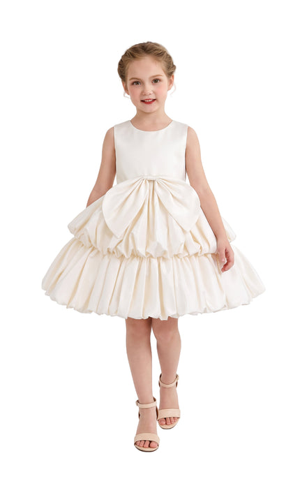 kids atelier tulleen Champagne Marina Satin Tiered Dress
