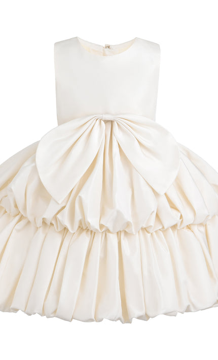 kids atelier tulleen Champagne Marina Satin Tiered Dress