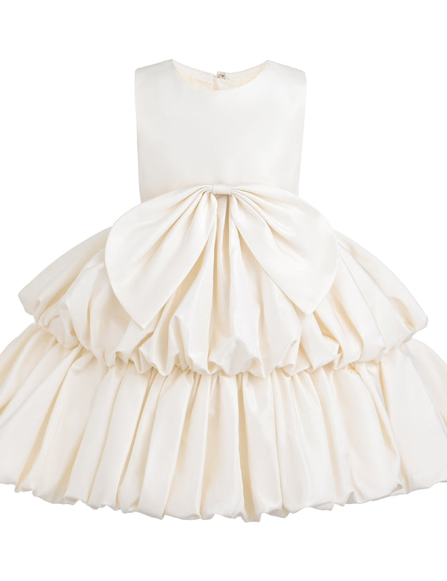 kids atelier tulleen Champagne Marina Satin Tiered Dress