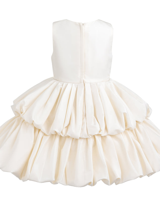 kids atelier tulleen Champagne Marina Satin Tiered Dress