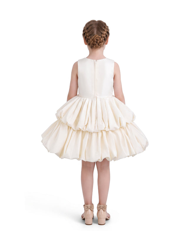 kids atelier tulleen Champagne Marina Satin Tiered Dress