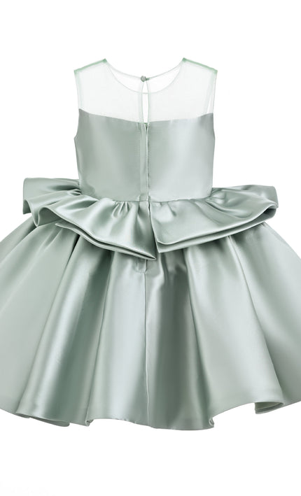 kids atelier tulleen Green Peplum Sculpted Rose Dress