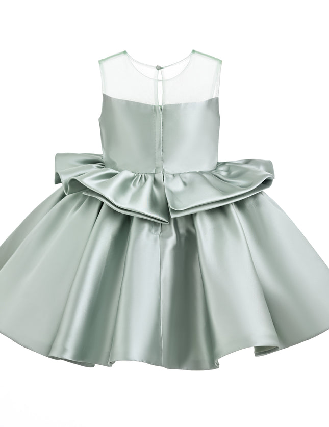 kids atelier tulleen Green Peplum Sculpted Rose Dress