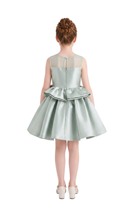 kids atelier tulleen Green Peplum Sculpted Rose Dress