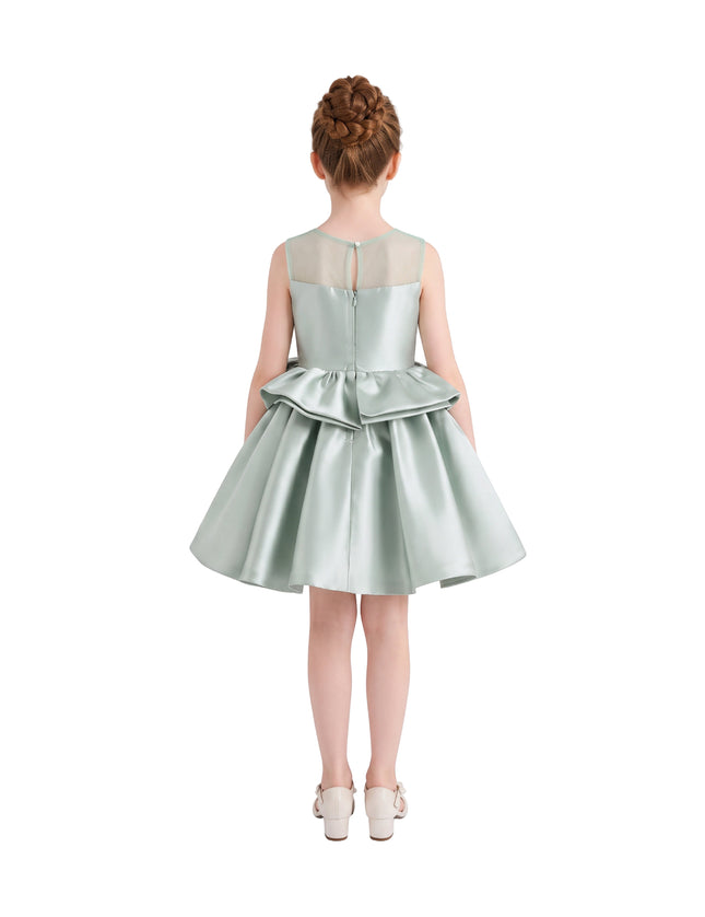 kids atelier tulleen Green Peplum Sculpted Rose Dress