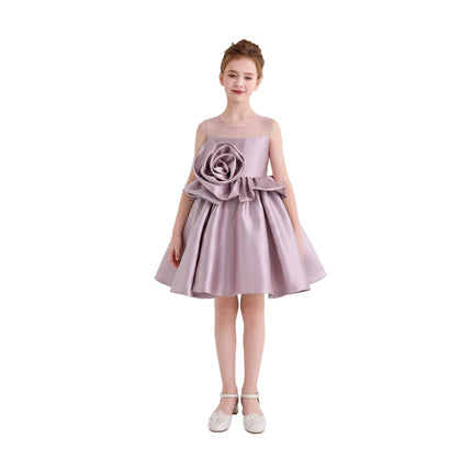 kids atelier tulleen Pink Peplum Sculpted Rose Dress