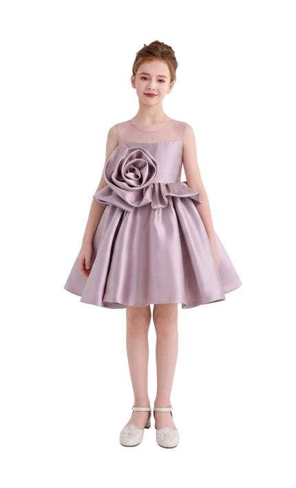 kids atelier tulleen Pink Peplum Sculpted Rose Dress
