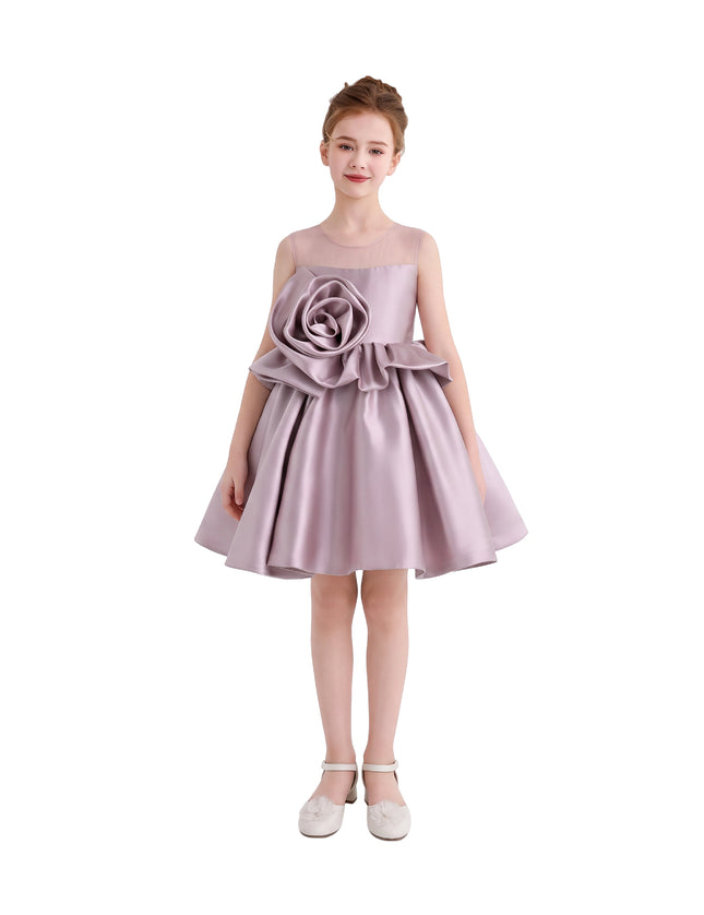 kids atelier tulleen Pink Peplum Sculpted Rose Dress