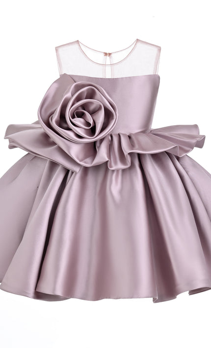 kids atelier tulleen Pink Peplum Sculpted Rose Dress