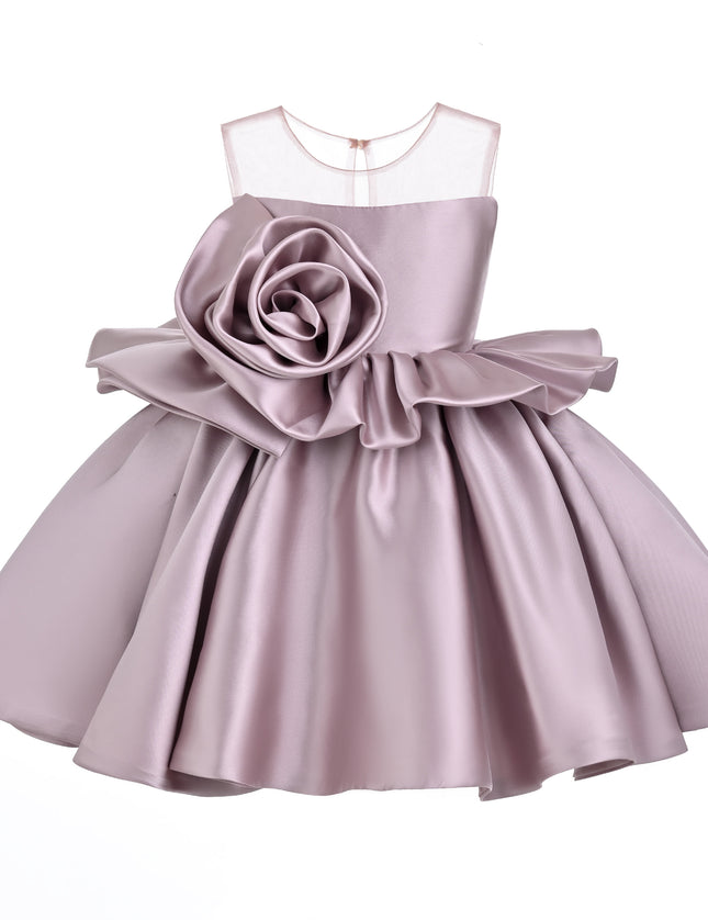 kids atelier tulleen Pink Peplum Sculpted Rose Dress
