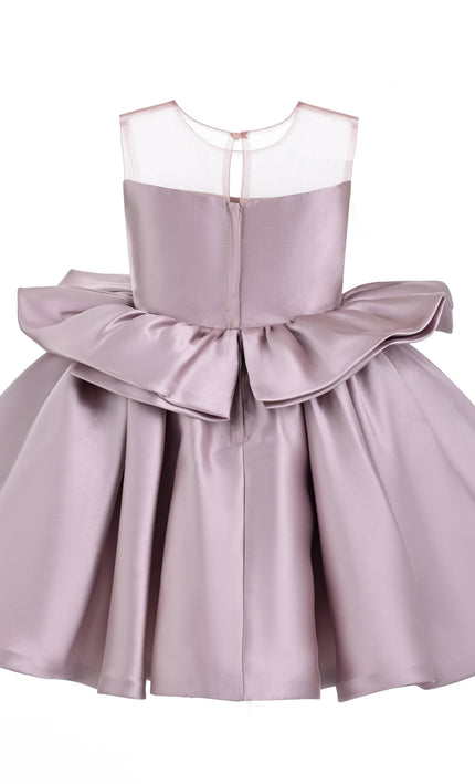 kids atelier tulleen Pink Peplum Sculpted Rose Dress