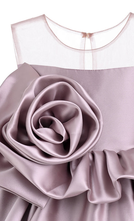 kids atelier tulleen Pink Peplum Sculpted Rose Dress