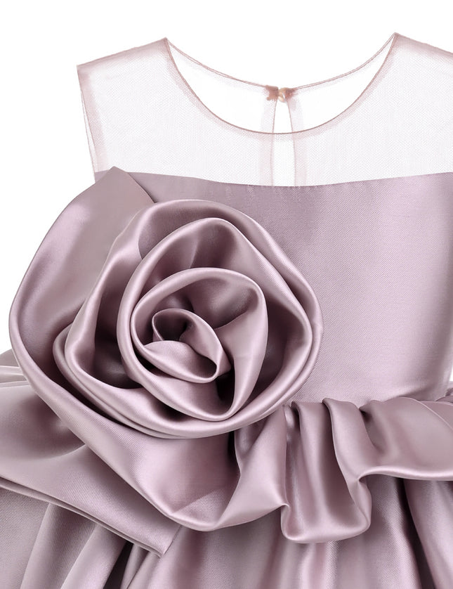 kids atelier tulleen Pink Peplum Sculpted Rose Dress