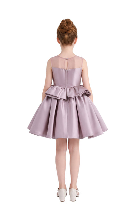 kids atelier tulleen Pink Peplum Sculpted Rose Dress