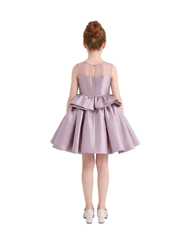 kids atelier tulleen Pink Peplum Sculpted Rose Dress