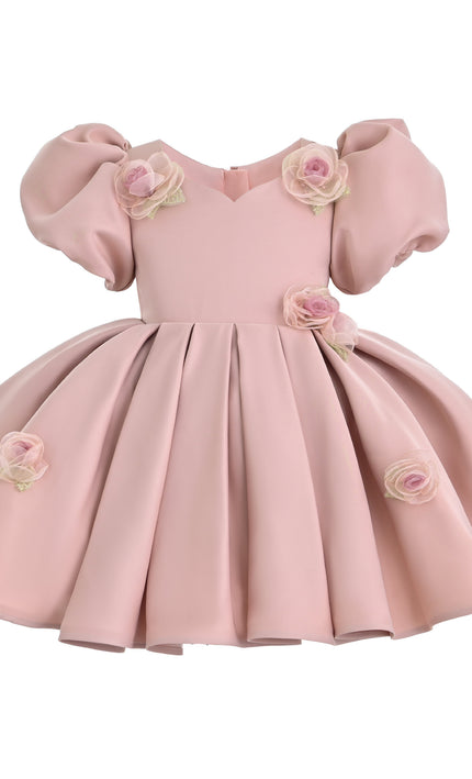 kids atelier tulleen Pink Verena Tulle Pleated Floral Dress