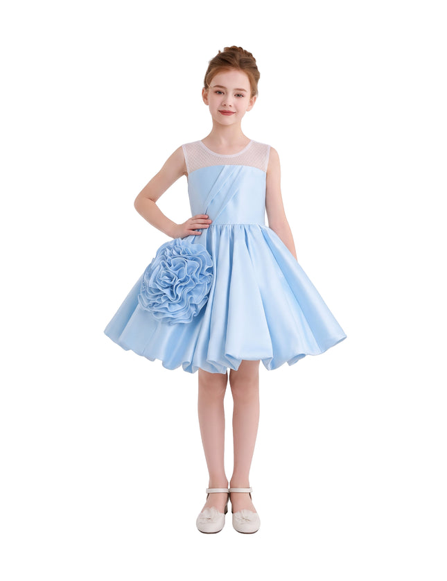 kids atelier tulleen Light Blue Zorina Party Dress with Floral Accent