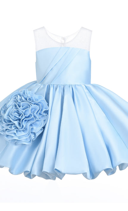 kids atelier tulleen Light Blue Zorina Party Dress with Floral Accent