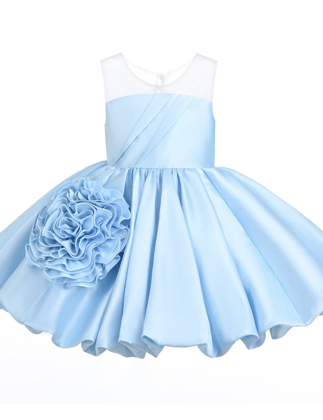 kids atelier tulleen Light Blue Zorina Party Dress with Floral Accent