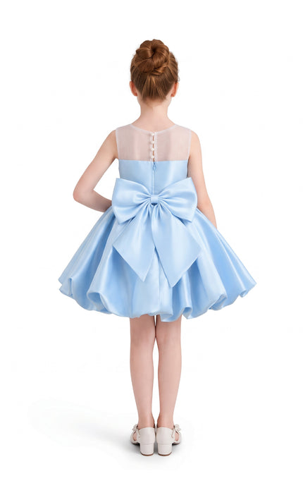 kids atelier tulleen Light Blue Zorina Party Dress with Floral Accent