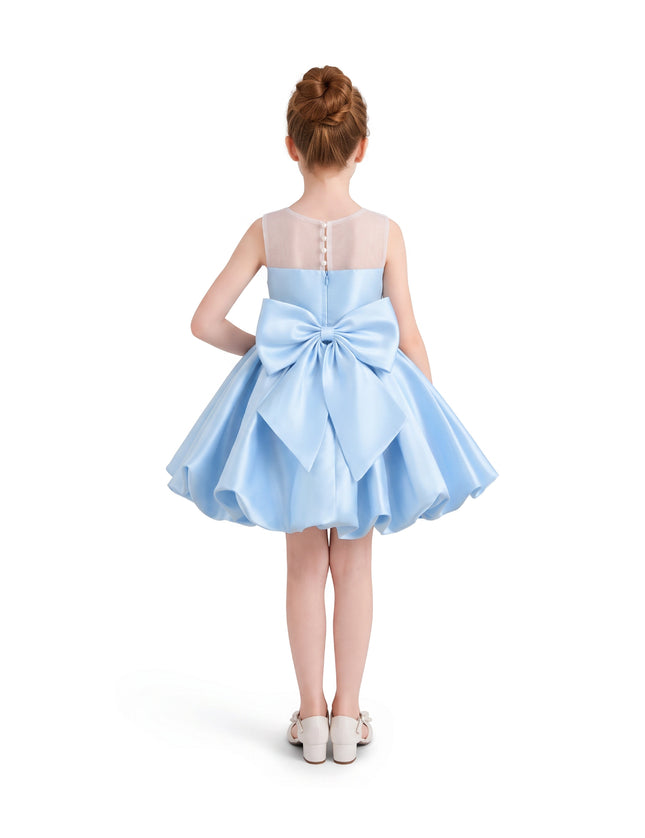 kids atelier tulleen Light Blue Zorina Party Dress with Floral Accent