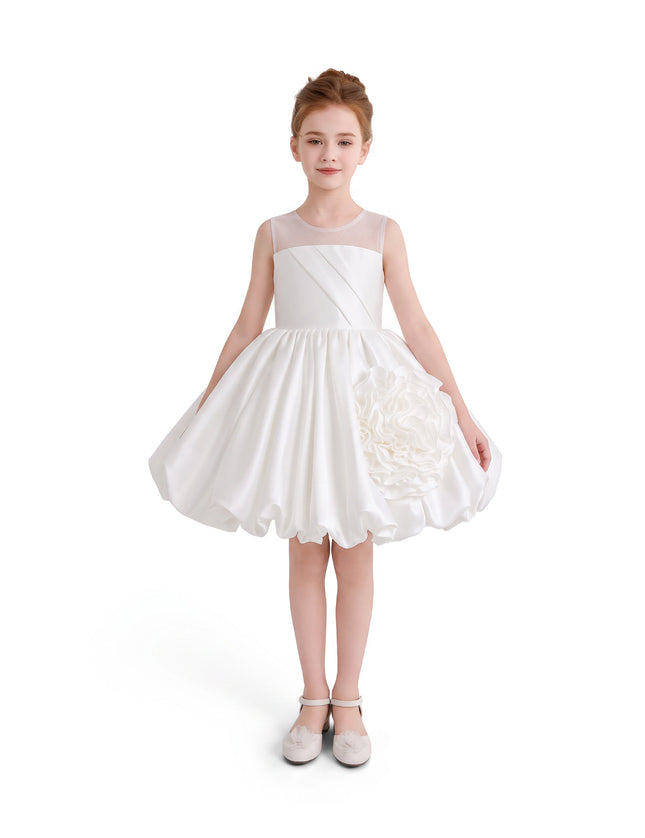 kids atelier tulleen Ivory Zorina Party Dress with Floral Accent