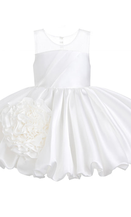 kids atelier tulleen Ivory Zorina Party Dress with Floral Accent