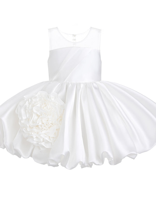 kids atelier tulleen Ivory Zorina Party Dress with Floral Accent