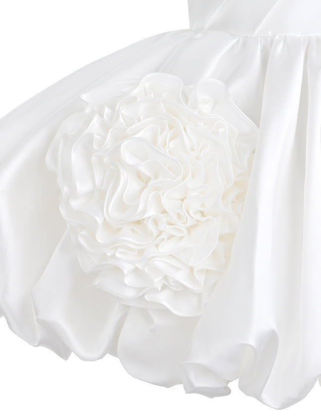 kids atelier tulleen Ivory Zorina Party Dress with Floral Accent