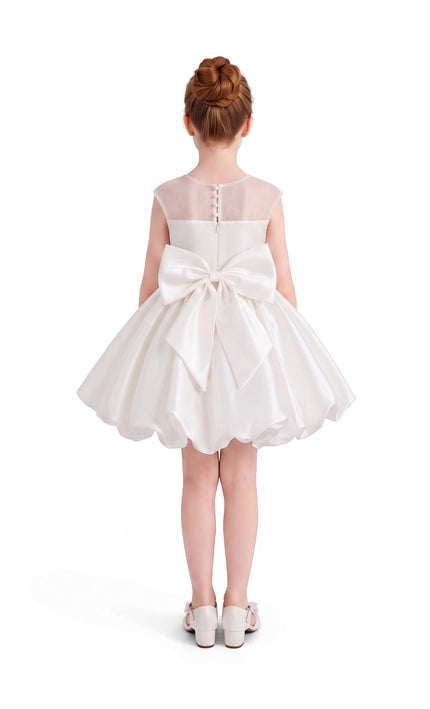 kids atelier tulleen Ivory Zorina Party Dress with Floral Accent