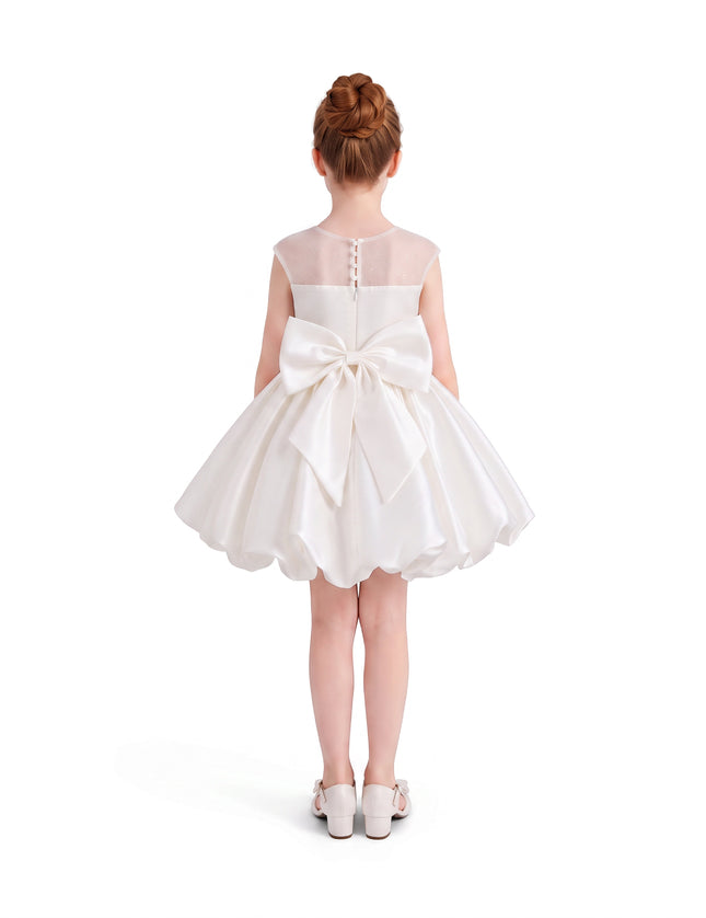 kids atelier tulleen Ivory Zorina Party Dress with Floral Accent