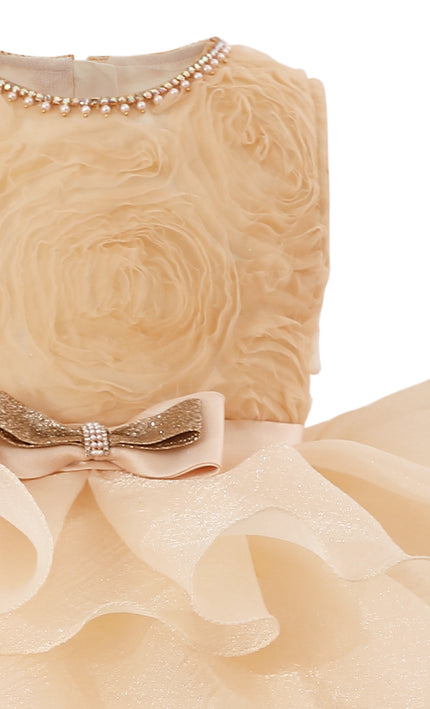 
tulleen Cream Cliffara Floral Ruffle Occasion Dress
