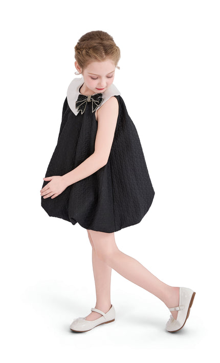 kids atelier tulleen Black Bow-Embellishment Dress
