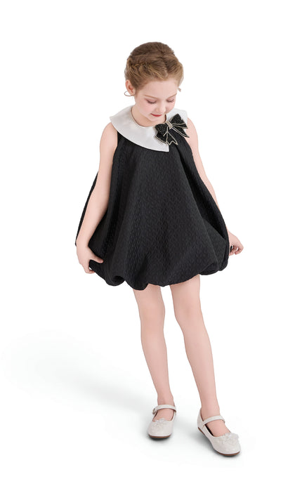 kids atelier tulleen Black Bow-Embellishment Dress