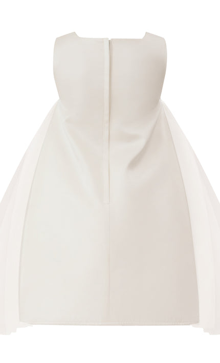 kids atelier tulleen White Valmonta Satin Dress with Floral Accents