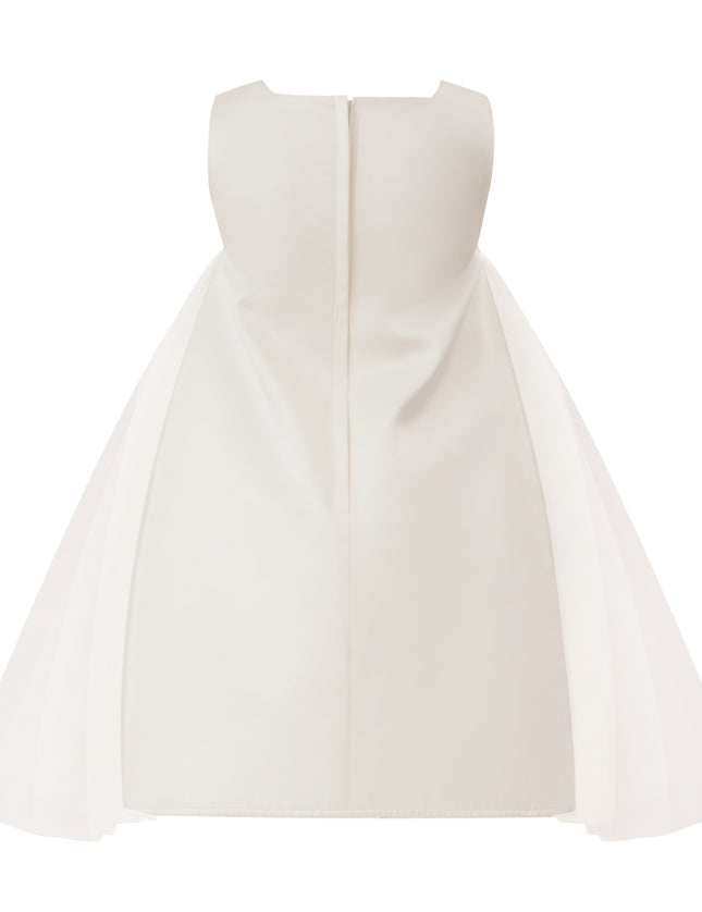 kids atelier tulleen White Valmonta Satin Dress with Floral Accents