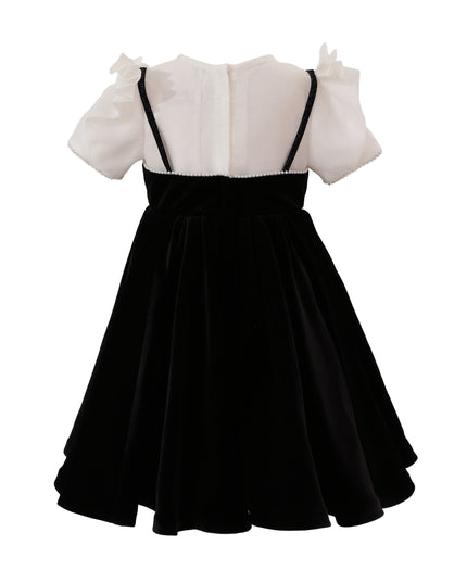 kids atelier tulleen Black & White Velvet Bow Dress