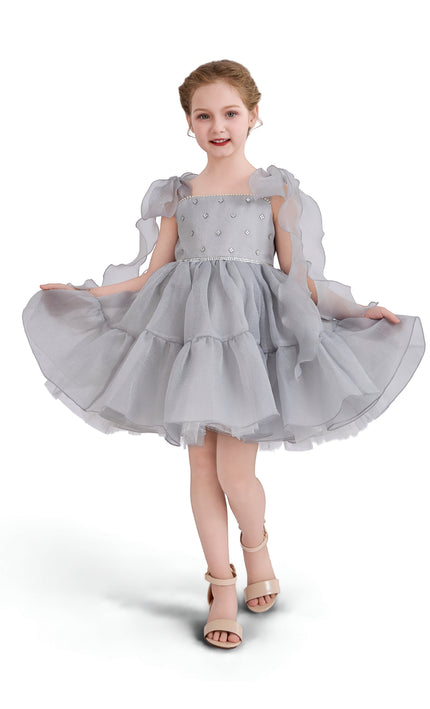 kids atelier tulleen Light Gray Ruffled Party Dress