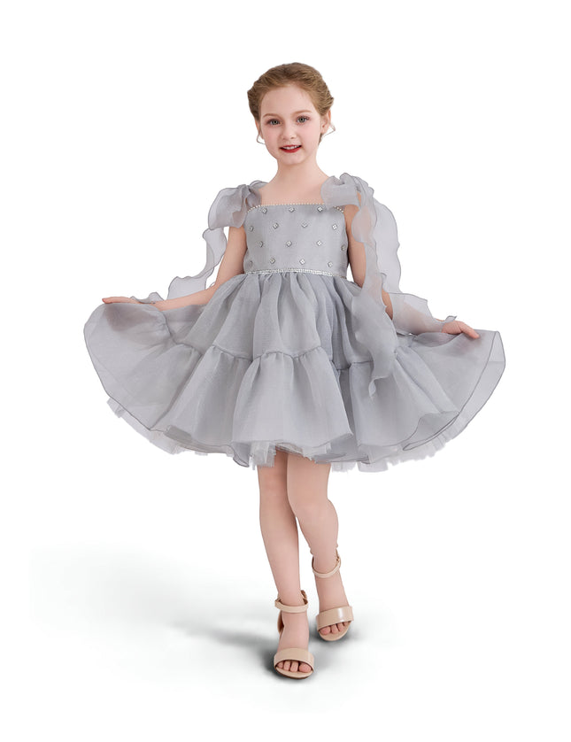 kids atelier tulleen Light Gray Ruffled Party Dress
