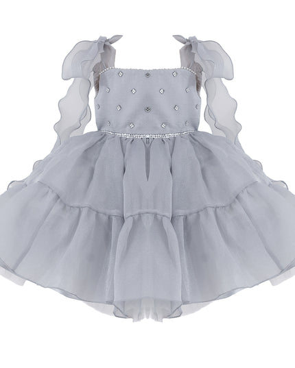kids atelier tulleen Light Gray Ruffled Party Dress