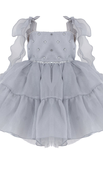 kids atelier tulleen Light Gray Ruffled Party Dress