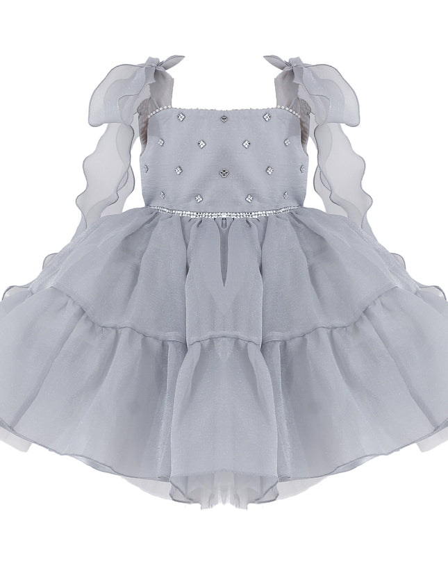 kids atelier tulleen Light Gray Ruffled Party Dress
