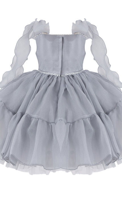 kids atelier tulleen Light Gray Ruffled Party Dress