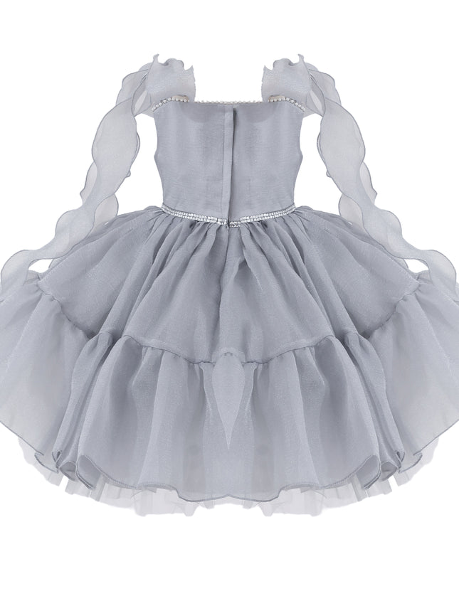 kids atelier tulleen Light Gray Ruffled Party Dress