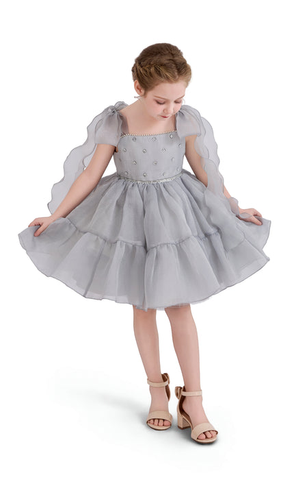 kids atelier tulleen Light Gray Ruffled Party Dress