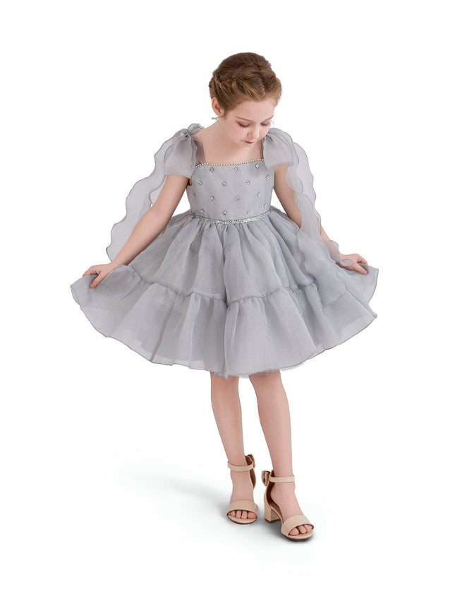 kids atelier tulleen Light Gray Ruffled Party Dress