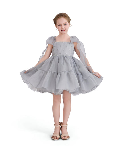 kids atelier tulleen Light Gray Ruffled Party Dress