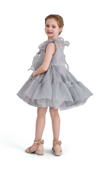kids atelier tulleen Light Gray Ruffled Party Dress