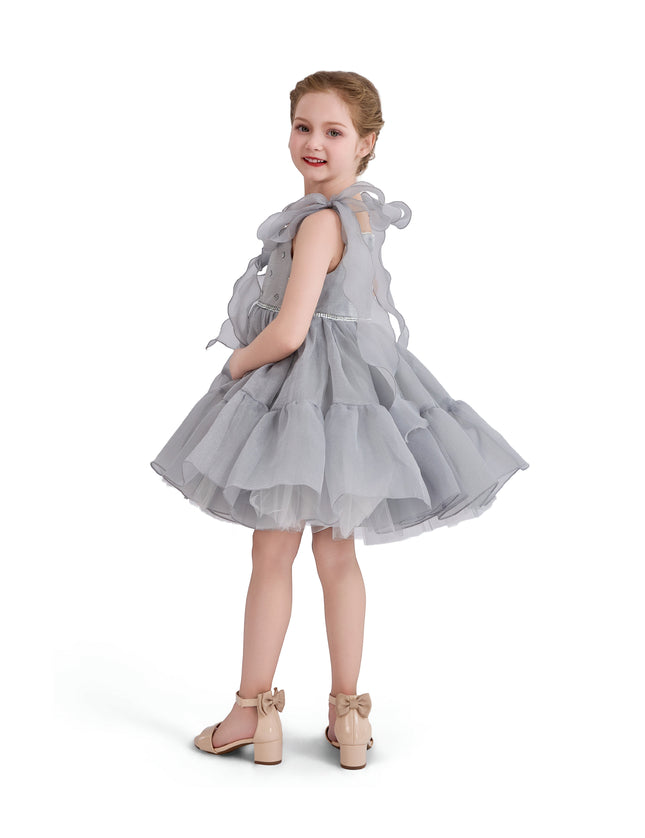 kids atelier tulleen Light Gray Ruffled Party Dress